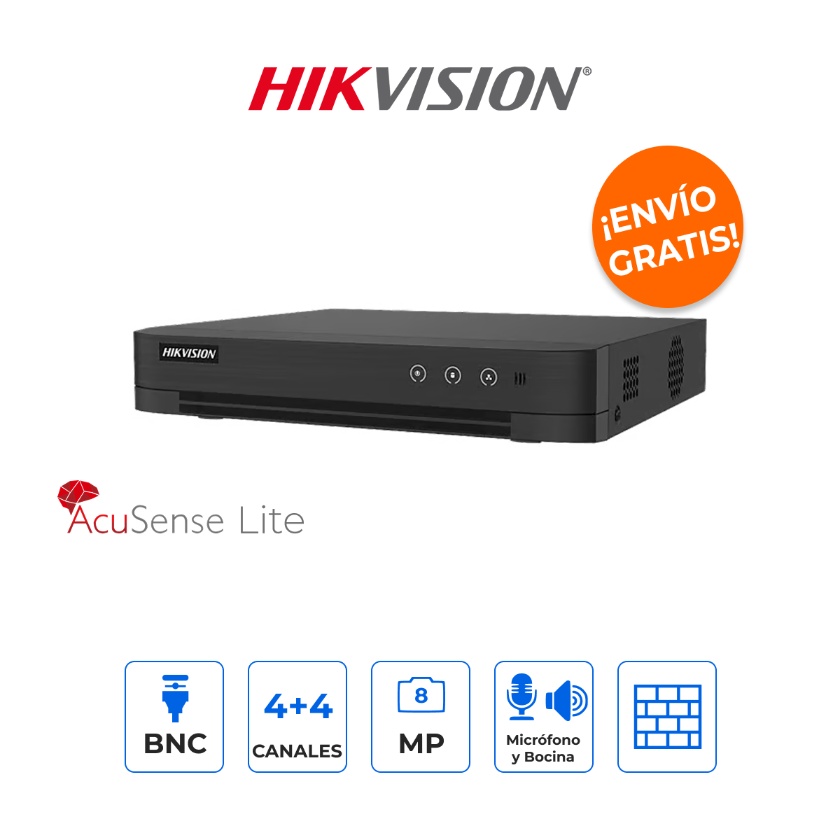 Hikvision IDS-7204HUHI-M1/T DVR 4CH(8MP) + 4 IP(8MP) IA AcuSense H.265+ Audio