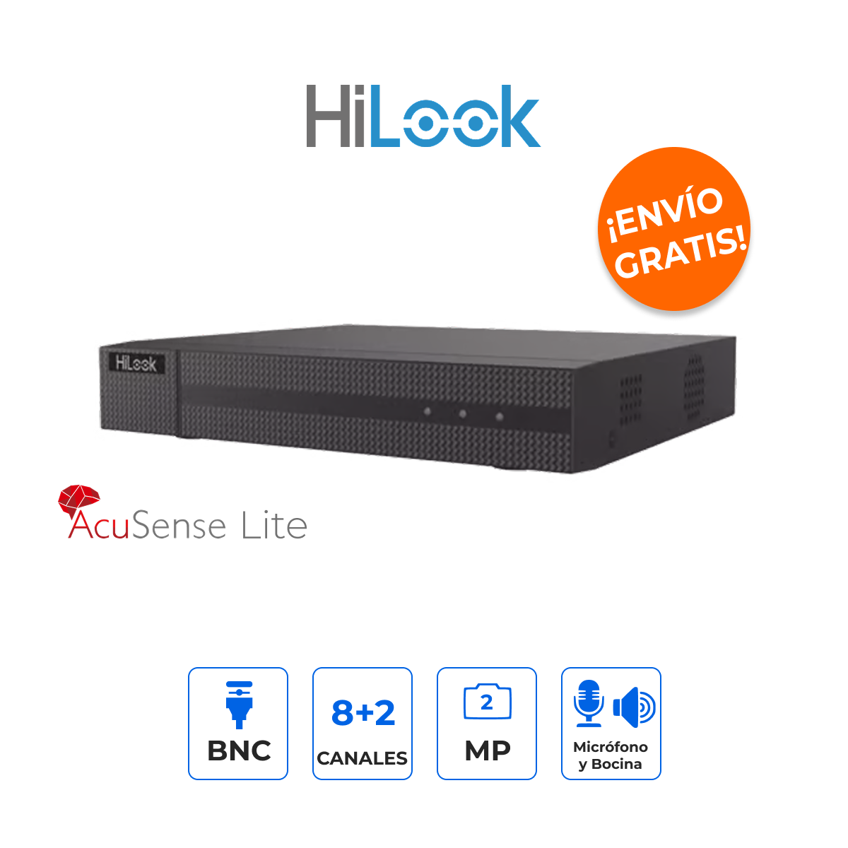 HiLook DVR-208G-M1/T DVR 8CH(2MP) + 2 IP(5MP) IA H.265+ Audio