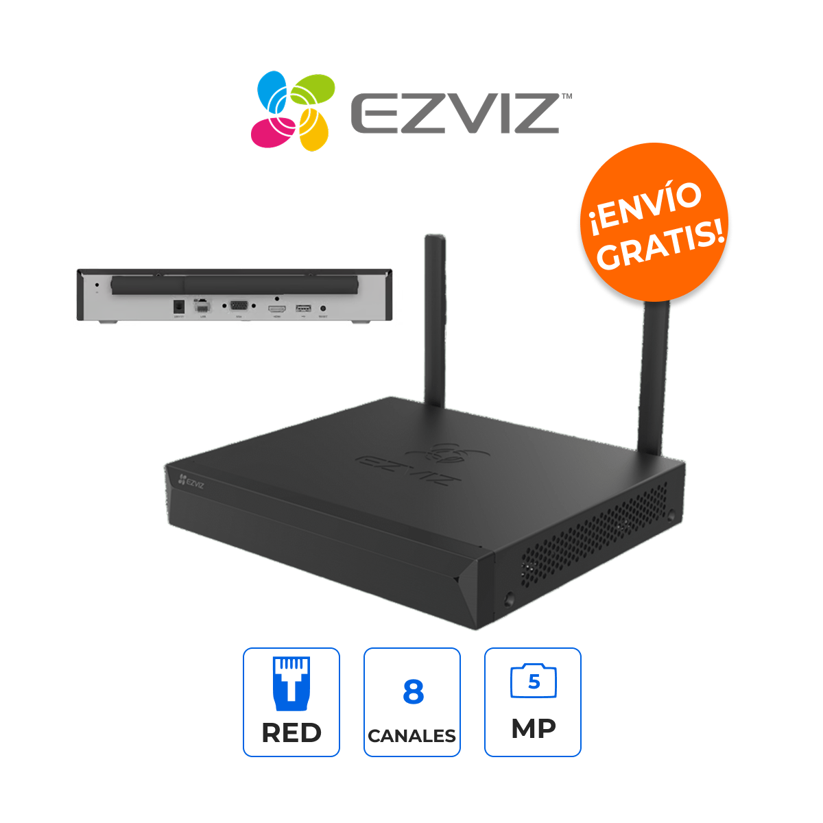 Ezviz CS-X5S/8W NVR WiFi 8 Canales Grabador de Red Hasta 5MP