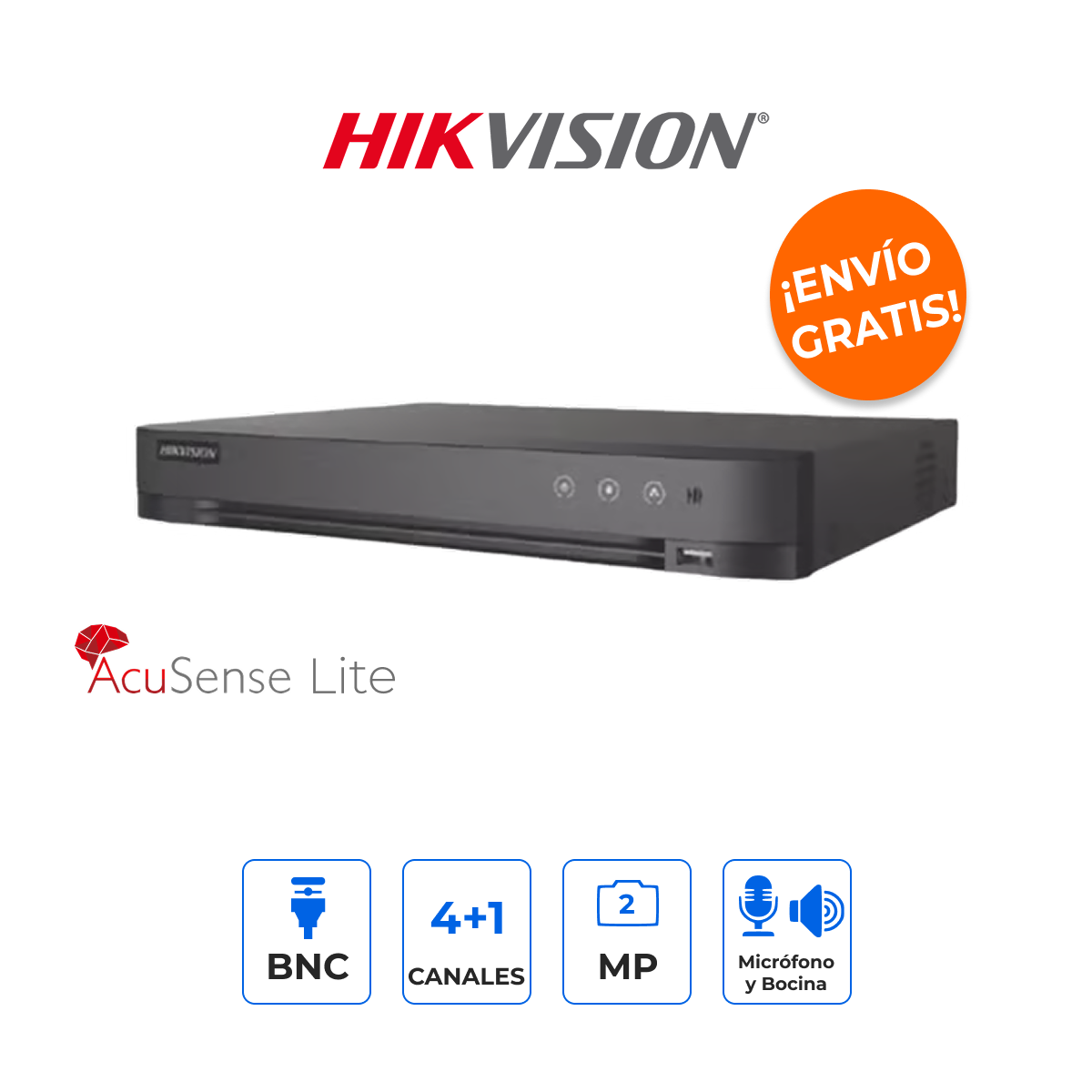 Hikvision DS-7204HGHI-M1(T) DVR 4CH(2MP) + 1 IP(2MP) IA H.265+ Audio