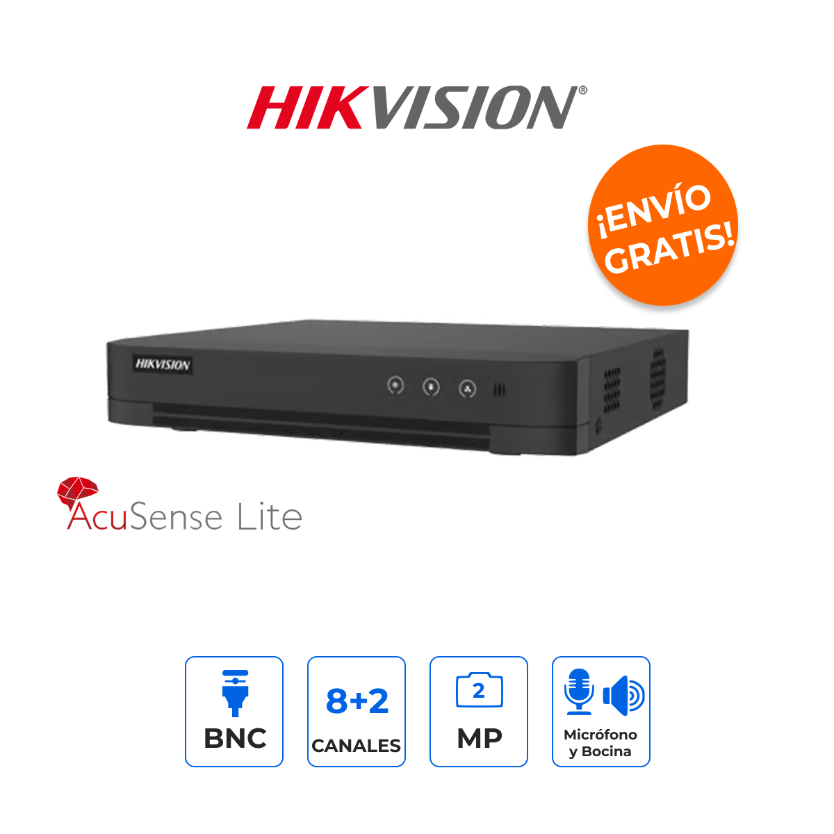 Hikvision DS-7208HGHI-M1/T DVR 8CH(2MP) + 2 IP(2MP) IA H.265+ Audio