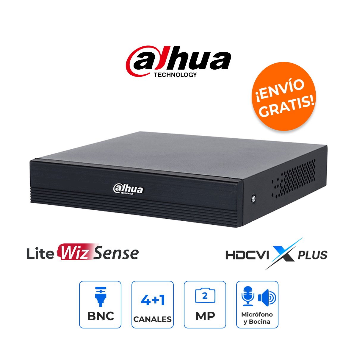 Dahua DH-XVR1B04-I/T XVR 4CH Análogos 2MP + 1 IP 2MP SMD Plus H.265+ Audio