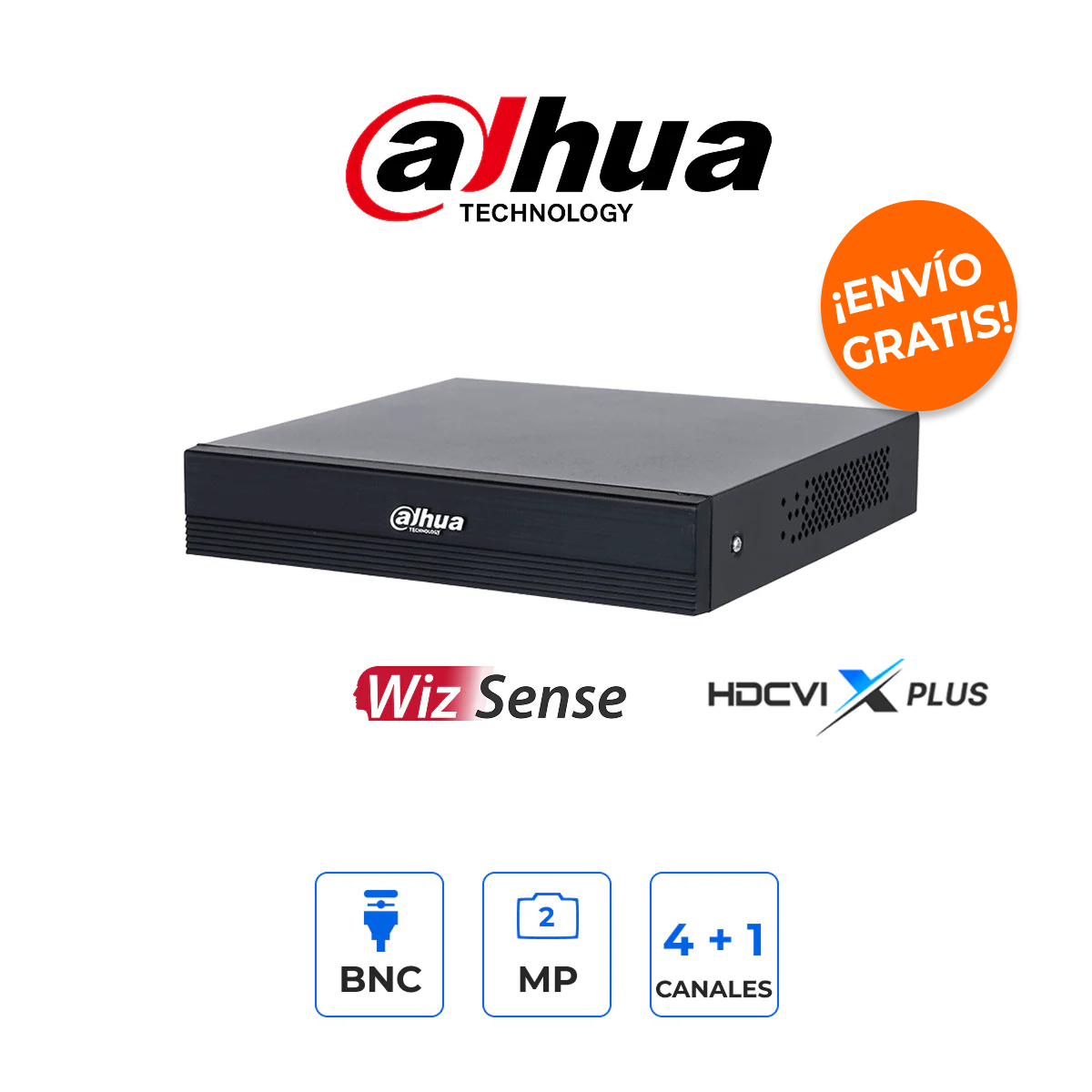 Dahua DH-XVR1B04-I/T Videograbador 2MP con 4 Canales Inteligente + 1 Canal IP, LiteWizSense y HDCVI Plus